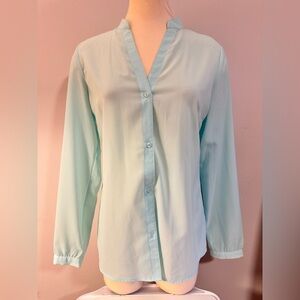 The Limited size M Light Mint V-Neck Button Front Blouse - Women